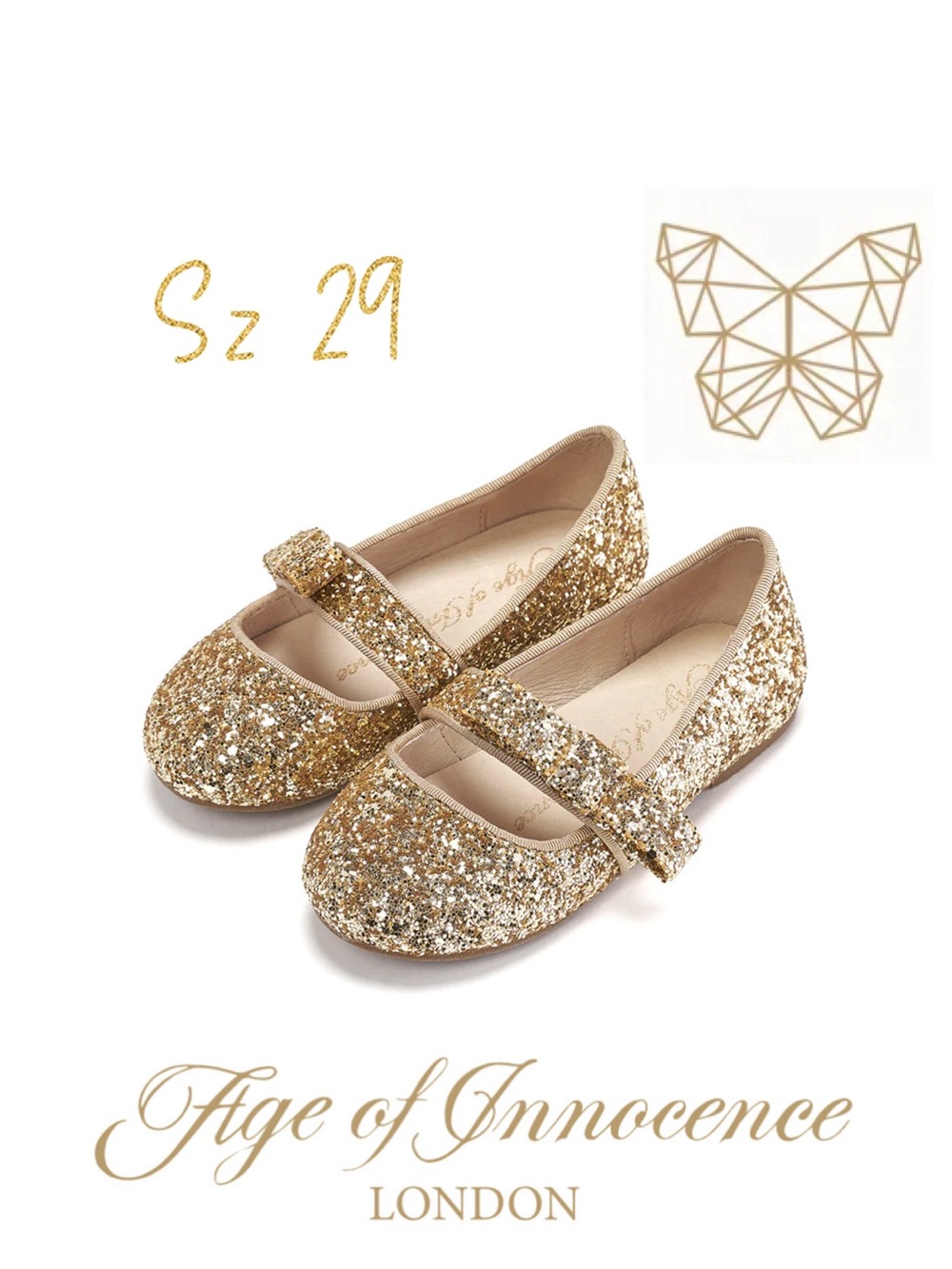 AOI Age Of Innocence sz 29 MIA GLITTER GOLD SHOES